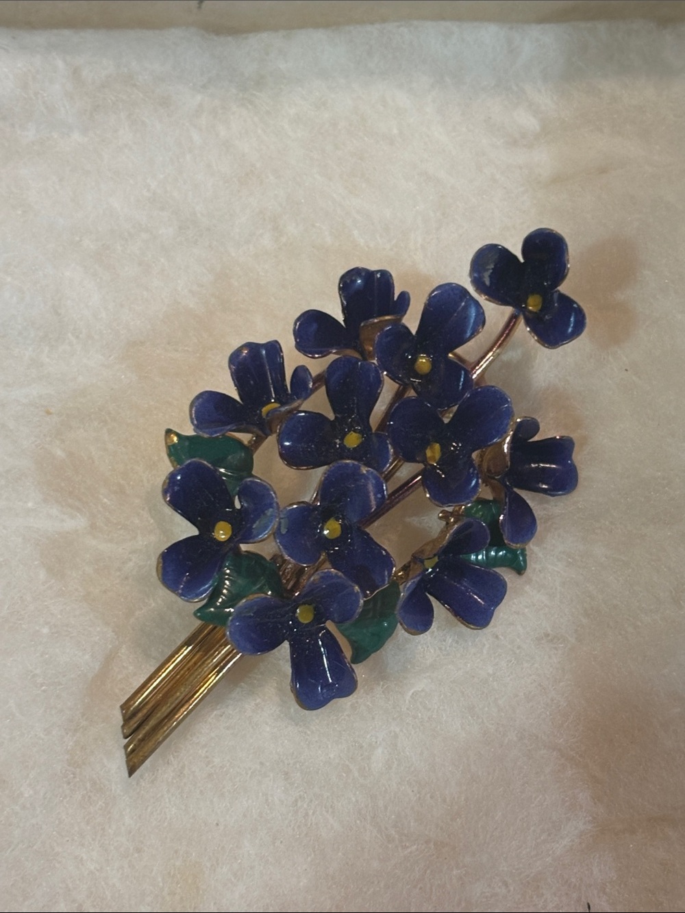 Suffragette 1940's Austria Enamel Violets Brooch  Austria